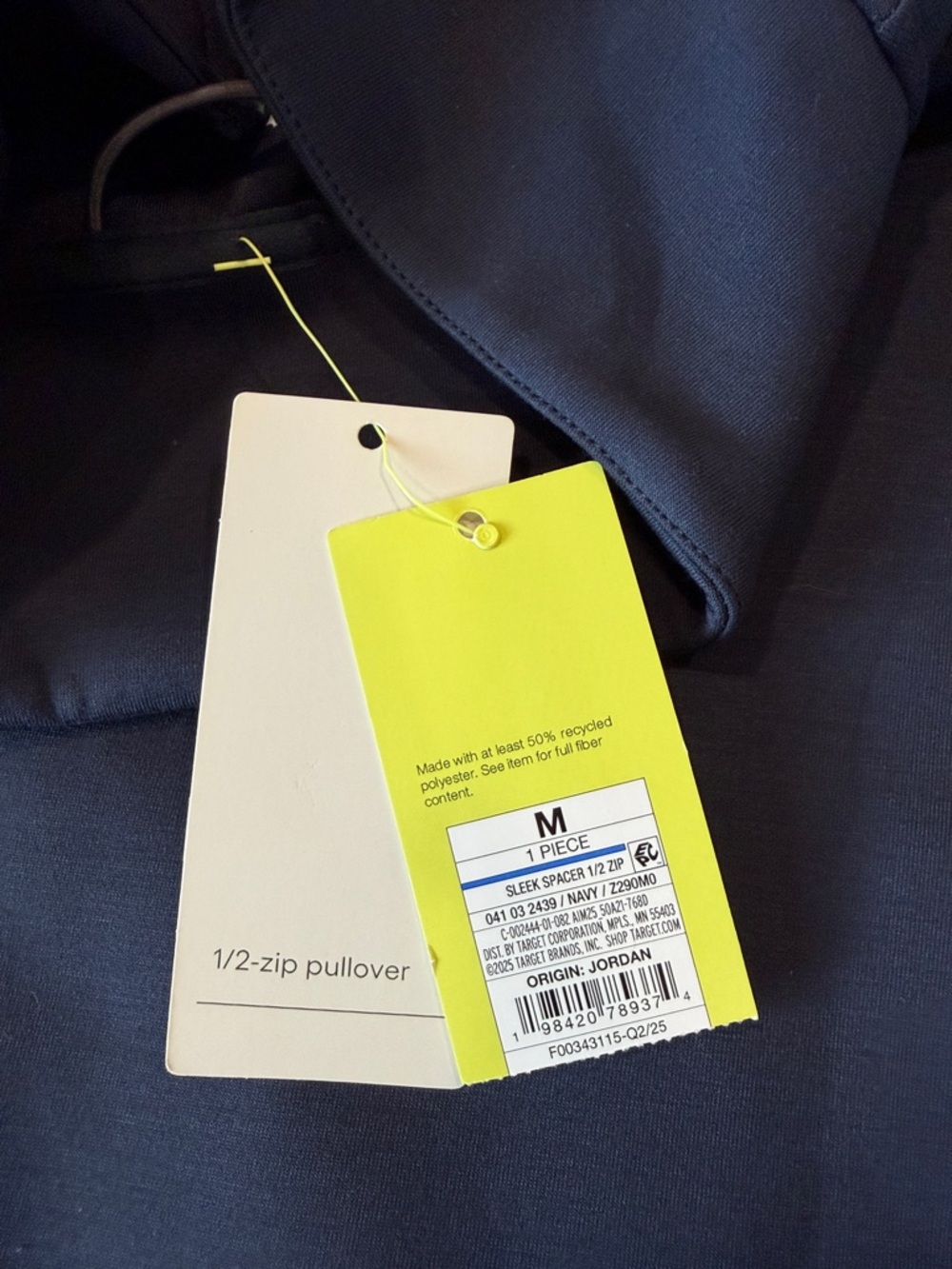 All in Motion Navy Blue 1/2 zip pullover sweatshirt NWT size M - Picture 6 of 6
